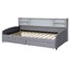Lit plateforme simple tapissier avec rangement et tiroirs, gris
