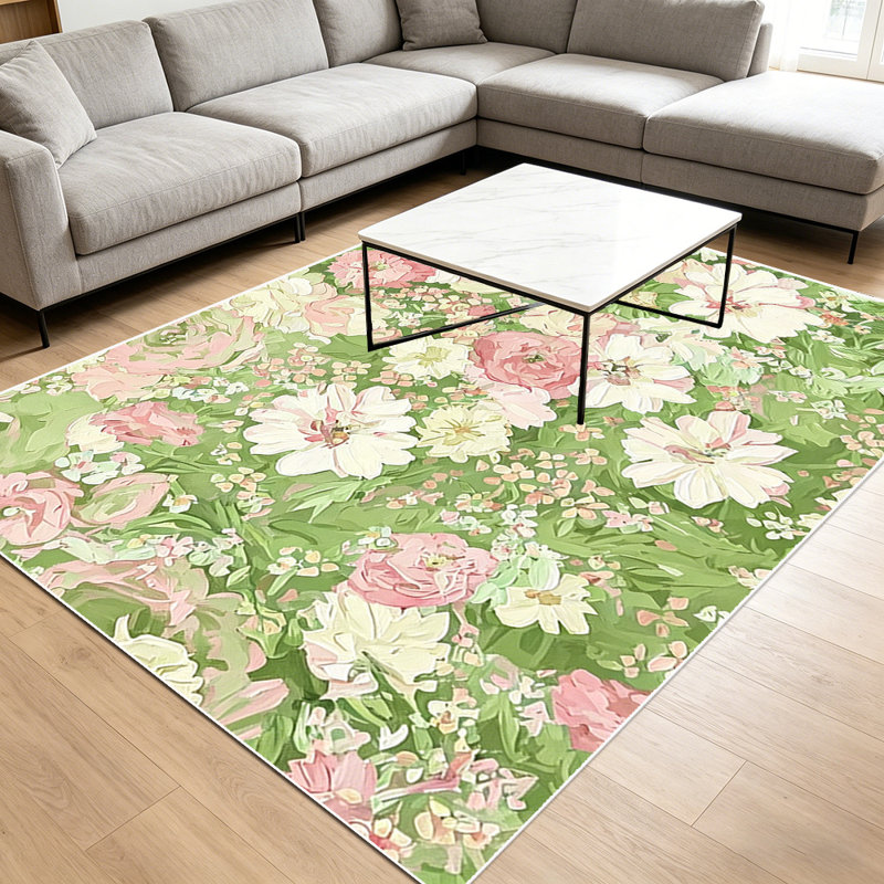 1PC vintage pastel floral oil painting area rugs, Soft and Comfortable, easy-to-maintain, machine washable Indoor floor mat, suitable for living room, bedroom, dining area, sunroom, backyard patio, entryway, balcony, Home Decor, Outdoor Decor.