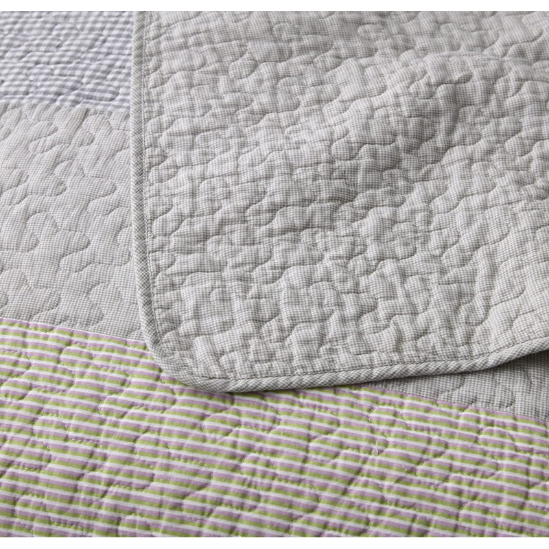 Rene Lightweight Boho Chic Striped Cotton Quilt Set, King Quilt + 2 King Shams