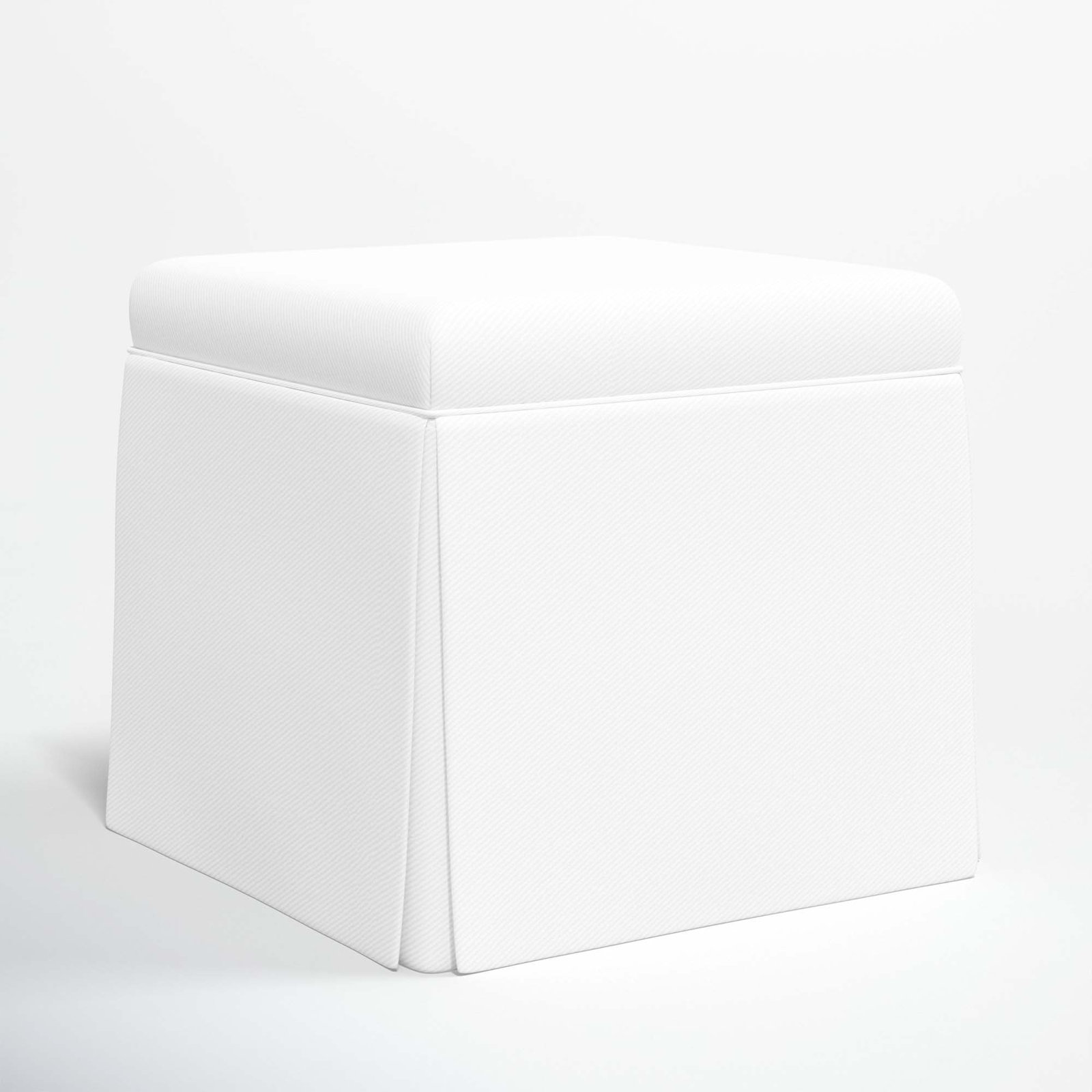 Bash Upholstered Storage Ottoman, White Performance Twill
