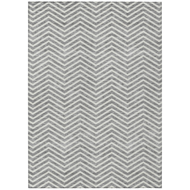 Tapis intérieur lavable à chevrons gris 3 pi x 5 pi