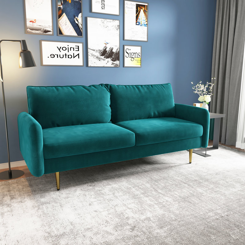 Siniard 70'' Upholstered Sofa, 33.07" H X 71.65" W X 36.69" D, Goldenrod Velvet