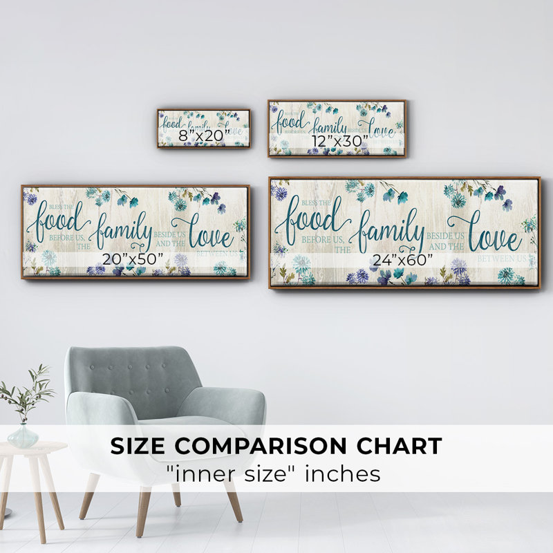 «Food Family Love» - Toile encadrée, H 12 po x l 30 po