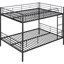 Lit double superposé au-dessus d'un lit double en métal noir avec structure en fer, cadre idéal pour les chambres d'adolescents avec garde-corps, facile à assembler
