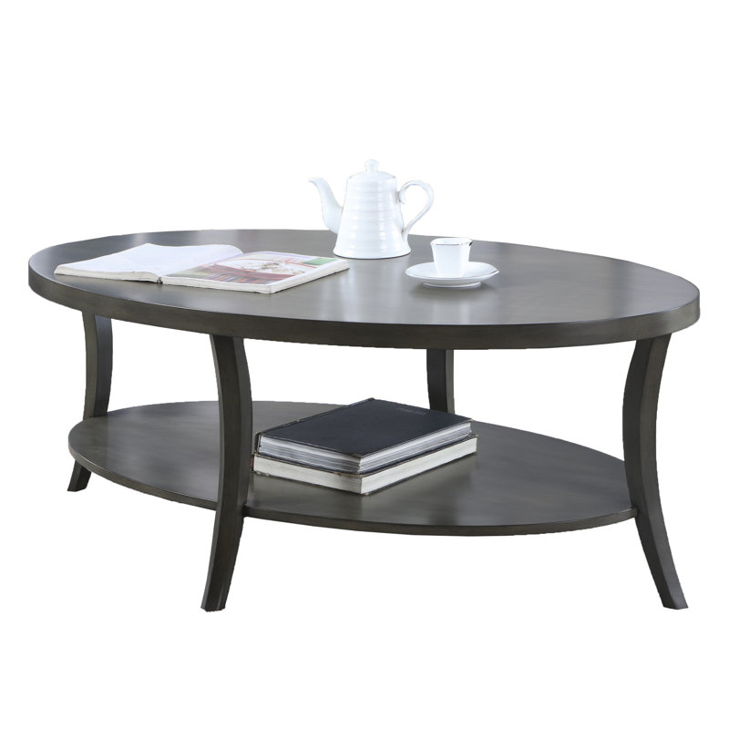 Contemporary Oval Shelf Coffee Table, Gray