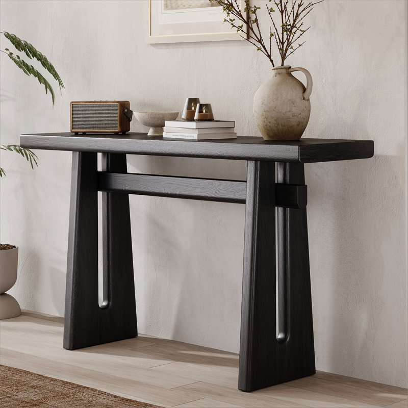 Console Mirod avec silhouette géométrique - touche architecturale parfaite pour le salon, le vestibule et le couloir, Noir