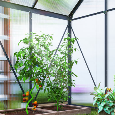 Outsunny Polycarbonate Greenhouse Walk-In Sliding Door