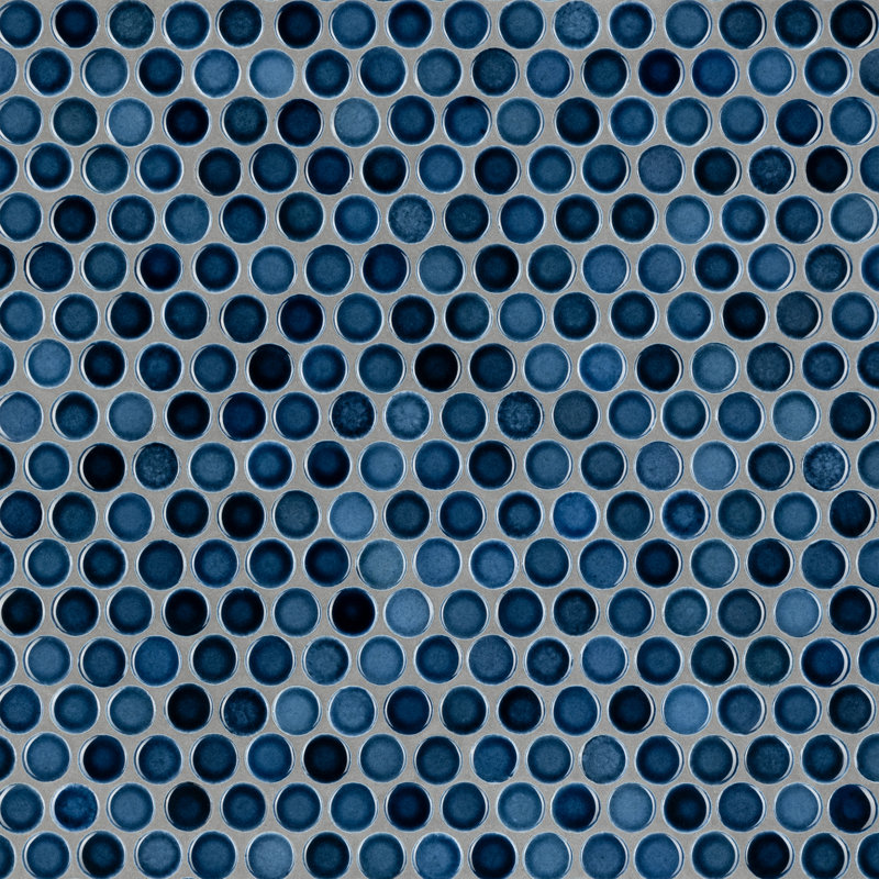 Hudson Penny Round 11-7/8 " x 12-5/8 " Porcelain Mosaic Floor and Wall Tile, Glacier