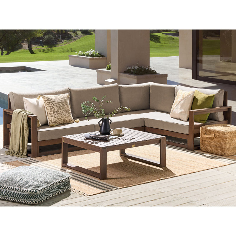 Agran 4 - Person Seating Group with Cushions, Left Hand Facing, Dark Brown