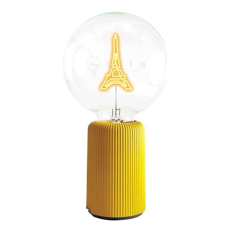 Ampoule EIFFEL Tower Lampe de table ambre avec base PORTABLE Pop Nomad rose, H 19 po x l 6,8 po x P 13 po, Jaune