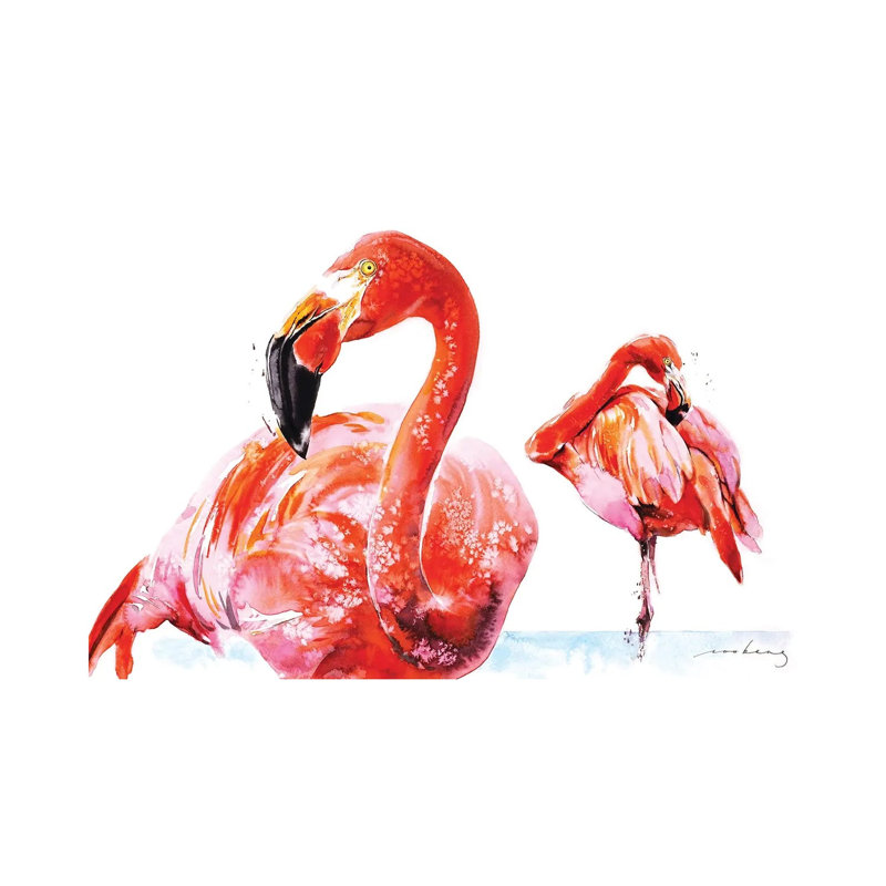 Flamenco Wader by Soo Beng Lim - Wrapped Canvas Painting, 20.32 cm H x 30.48 cm W