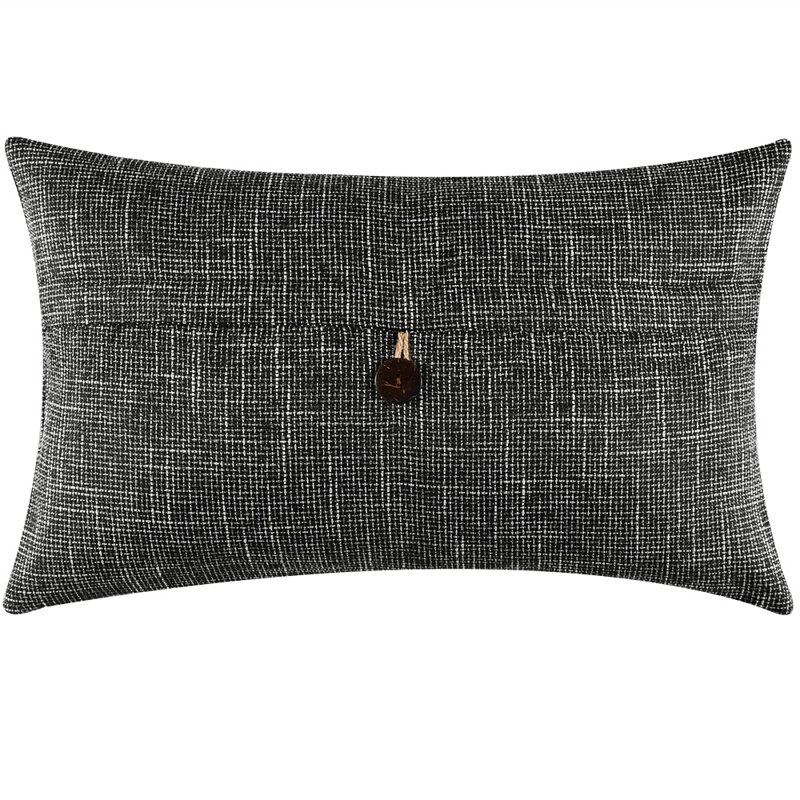 Buttons Cotton Blend Reversible Throw Pillow, Black