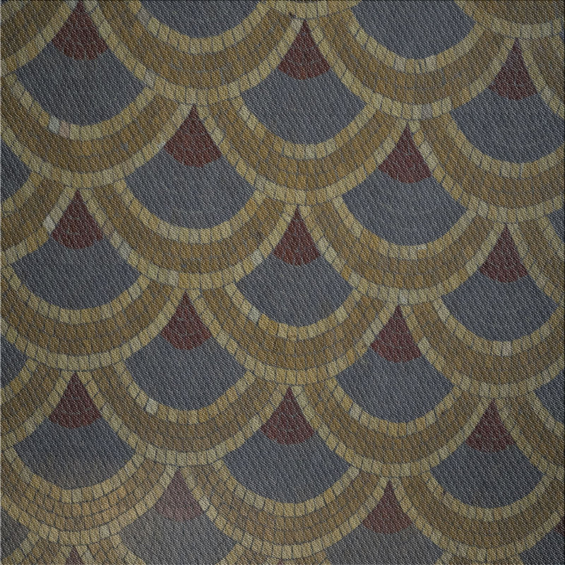 Tapis bleu/vert à motifs, Carré 5 pi