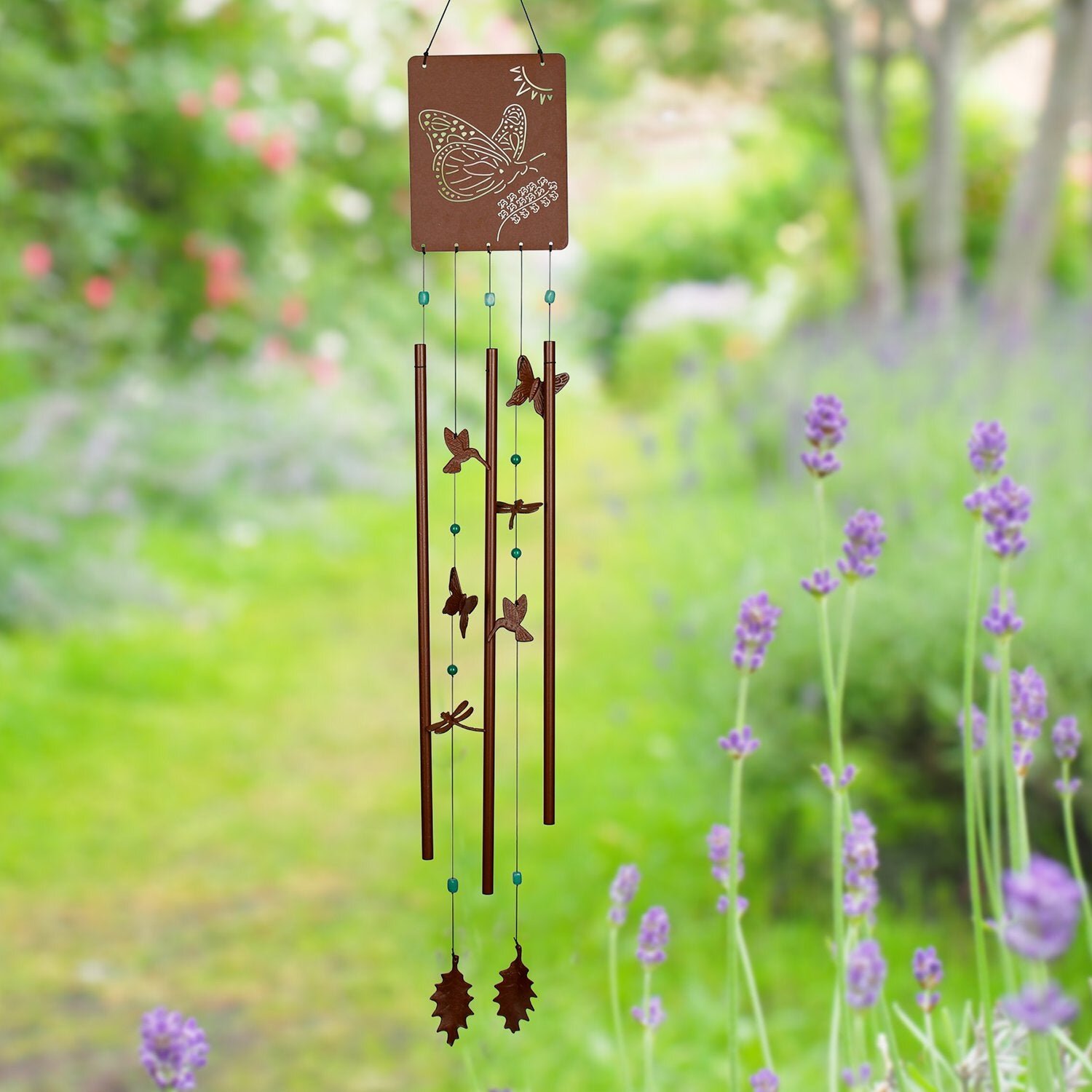 Large Wind Chimes Bells Copper Tubes Outdoor Garden Home Hummingbird  Butterfly