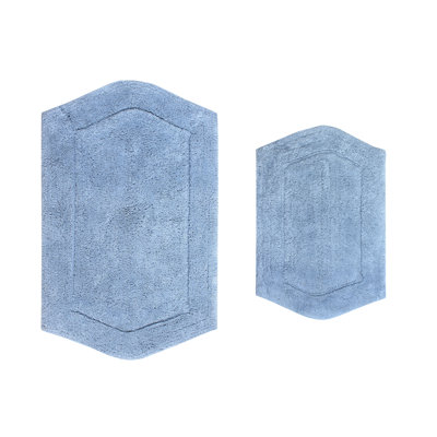 Shera Rectangle Waterford 100% Cotton Bath Rug, Spray Latex Backing, Soft Absorbent Bathroom Rugs, Machine Washable