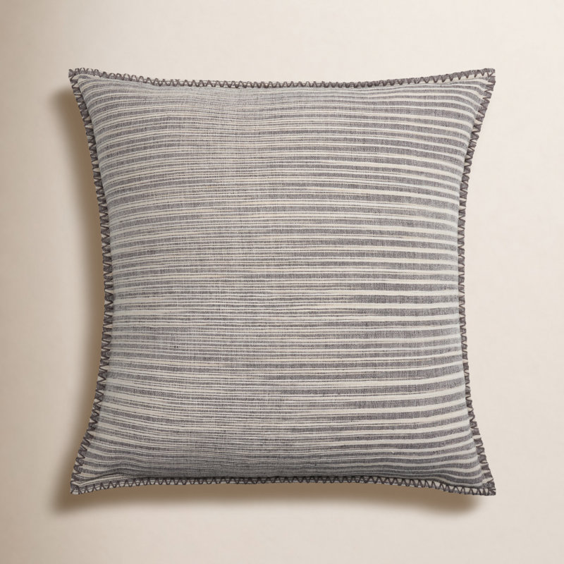 Rogin Striped Gray/ Cream Pillow (24" Square), Pillow Cover Only - No Insert