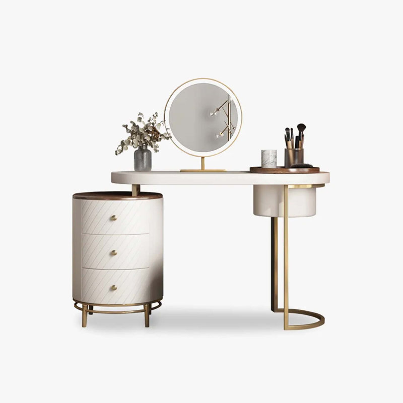 Ensemble de coiffeuse avec miroir, ensemble de table de maquillage avec miroir lumineux à DEL, Blanc