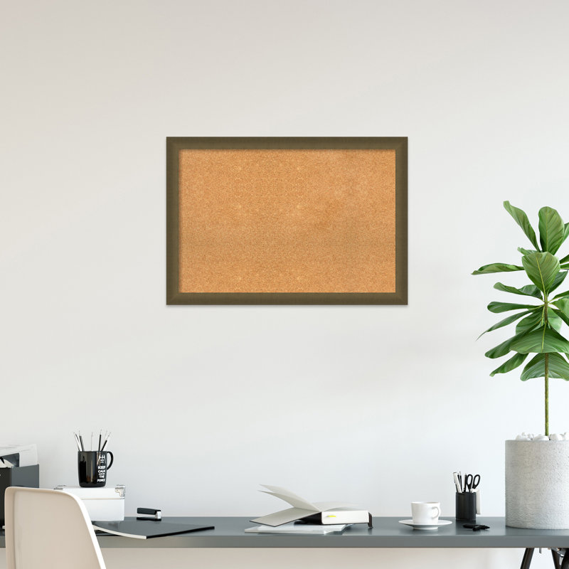 Natural Cork Bulletin Board with Bronze Beaded Frame
