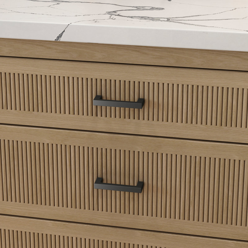 Satin Black Solid Brass Contemporary Cabinet Pull, 4"