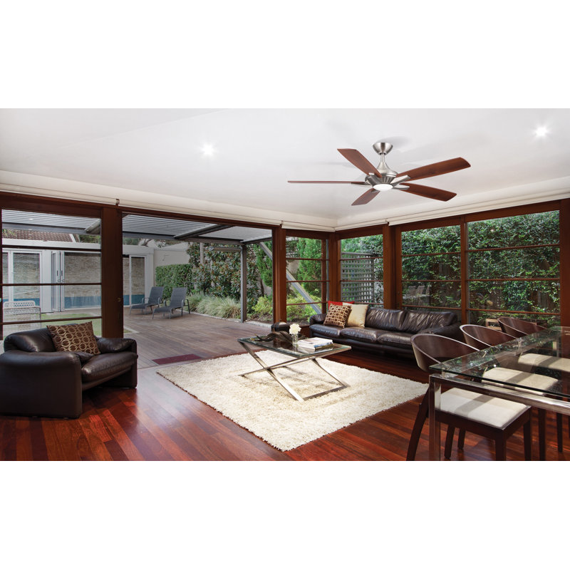 52" Dyno 5 - Blade Standard Ceiling Fan with Remote Control and Light Kit Included, Brushed Nickel