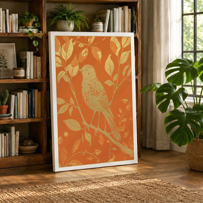 Gilded Songbird Botanical - Wrapped Canvas