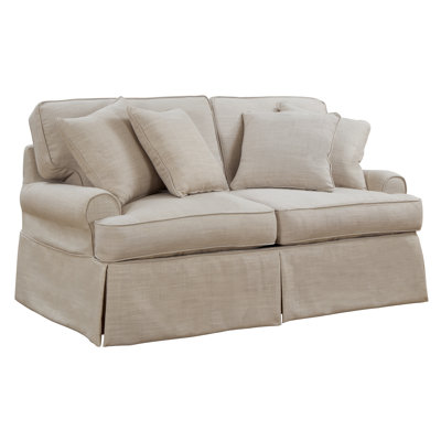 Causeuse à accoudoirs arrondis en coton 60 po avec coussins réversibles Wesham
