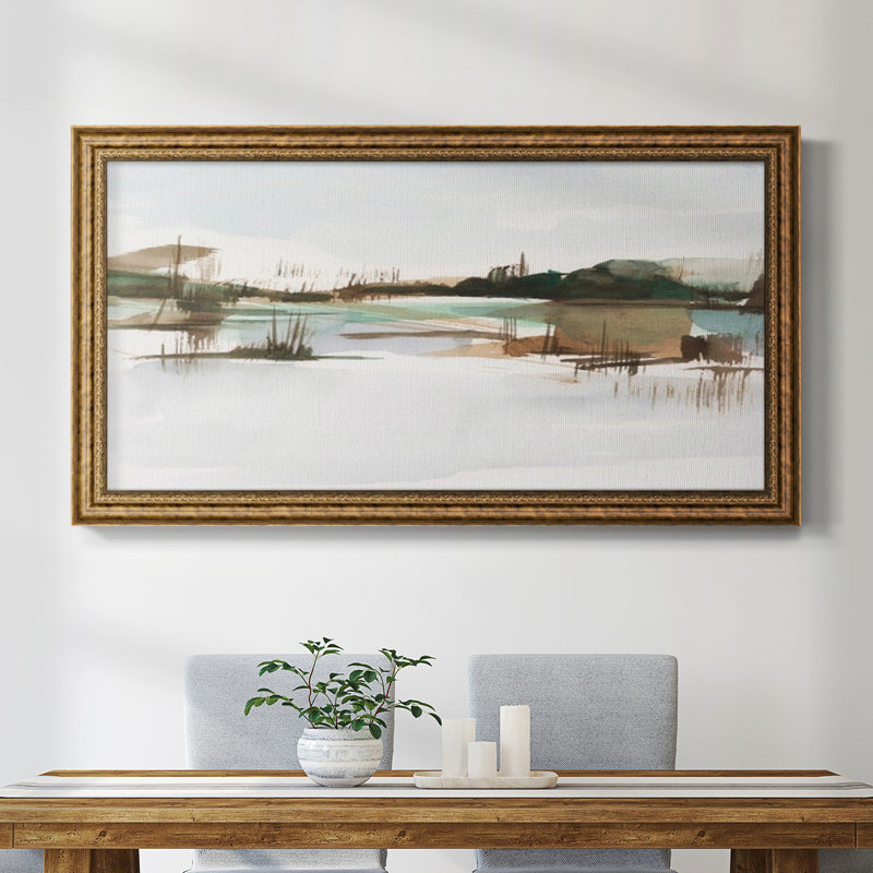 Marsh Reeds II - peinture sur toile à cadre unique, H 29 po x l 53 po x P 1 po