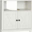 Meuble-lavabo de style rustique avec armoire de rangement à double porte, meuble-lavabo bas avec tablettes de rangement