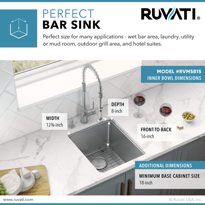 Évier de cuisine en acier inoxydable de calibre 16 Ruvati