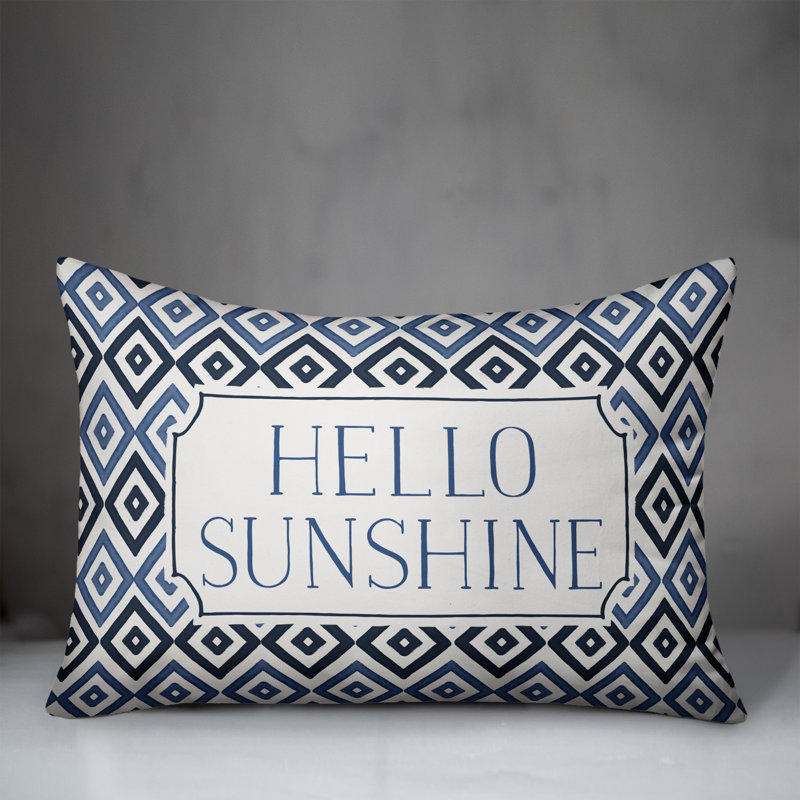 Housse de coussin rectangulaire d'extérieur Hello Sunshine, Bleu