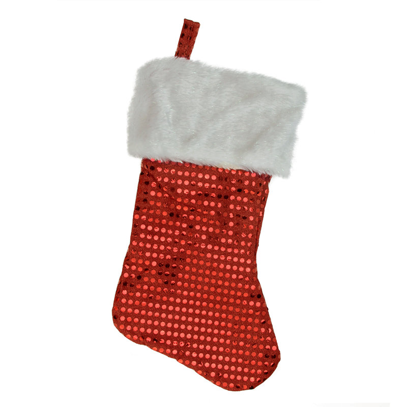 Chaussette de Noël 18 po à paillettes disco, Rouge