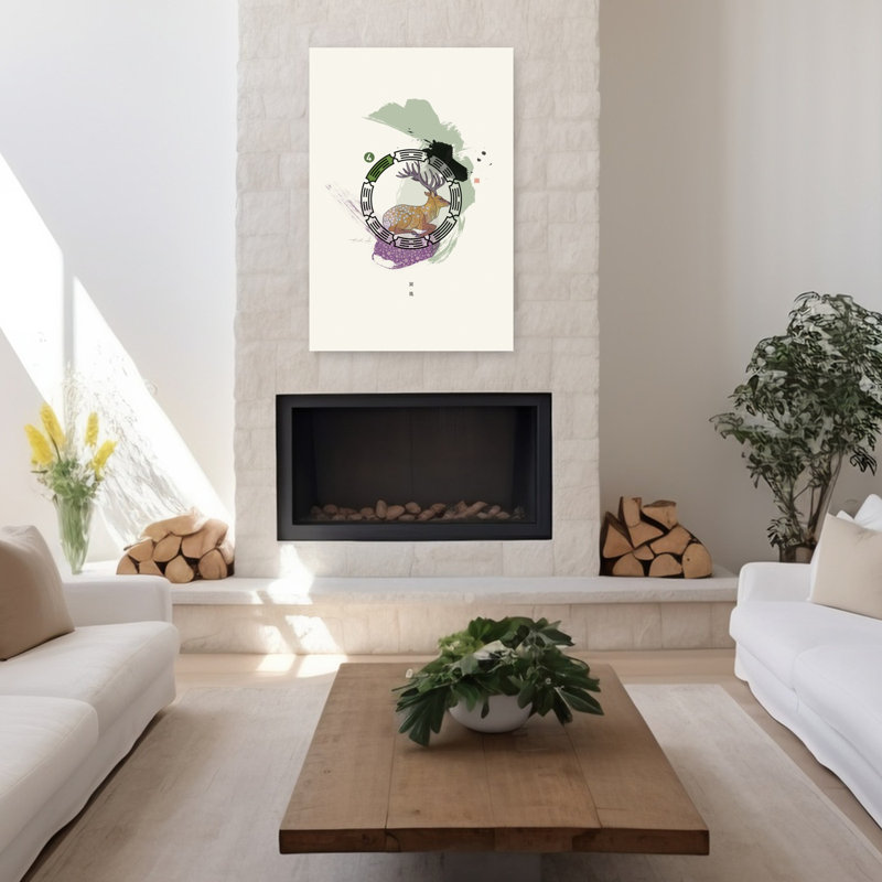 Art mural Zen Deer Spirit, H 48 po x l 32 po