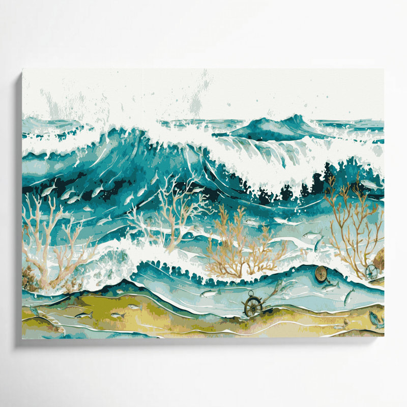 Art mural sur toile beige, "Nautical Beach", H 8 po x l 10 po
