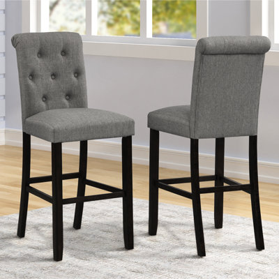 2 Grey - Button Backs, -Colored Legs, 23"W X 19"D 45"H Solid Wood , 16.5" Seat Back Height, 19" Depth, 42.54 Lb Package Weight