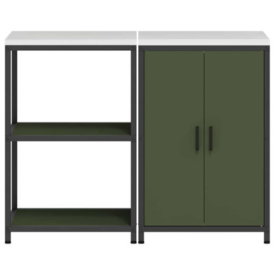  Kitchen Storage Set With Shelf 2 Pcs Black 120 X 50 X 92 Cm
