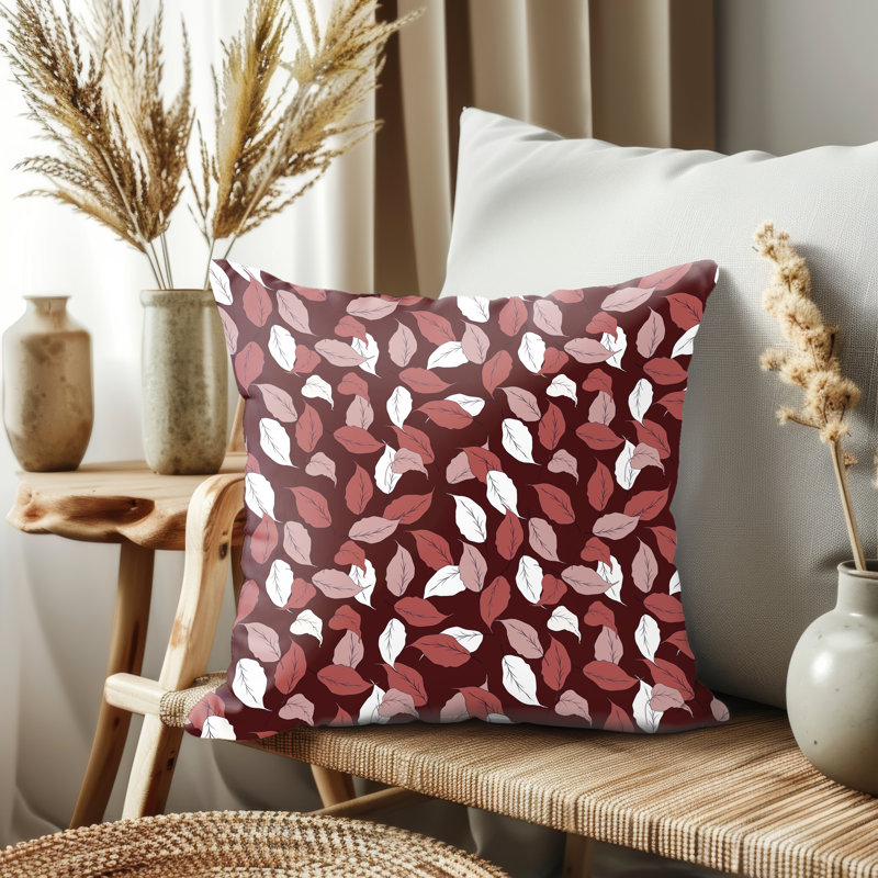 Housse de coussin, Marron floral, H 14 po x l 14 po