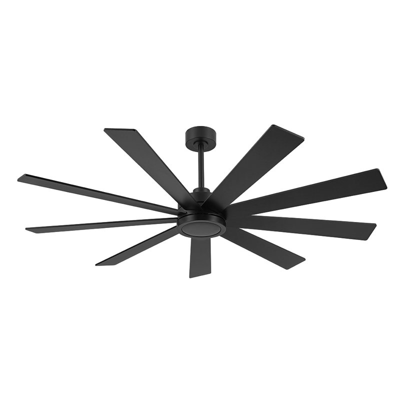 Indoor Ceiling Fan With Remote, 9 Plywood Blades, 65", Black