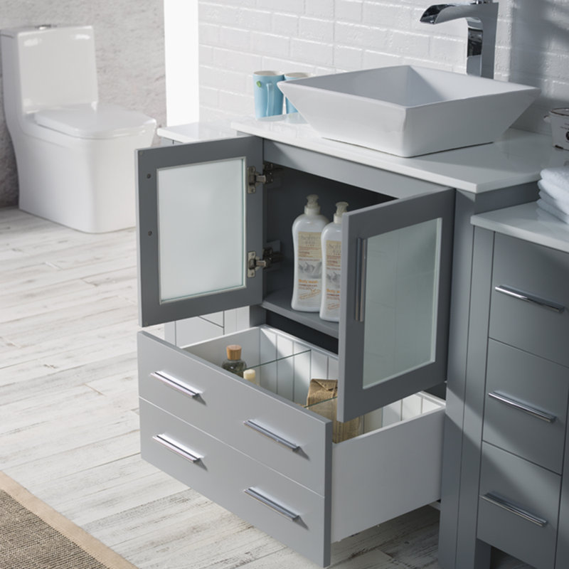 Mance 54.375'' Single Bathroom Vanity with Ceramic Top, Metal Gray