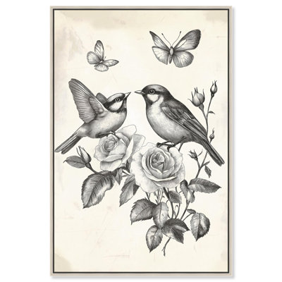 Illustration d'une paire d'oiseaux perchés sur toile par Art Remedy