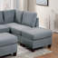 Ensemble de canapé modulaire modulaire 6 pièces M-L en forme de lin gris avec 2 fauteuils d'angle et 2 repose-pieds