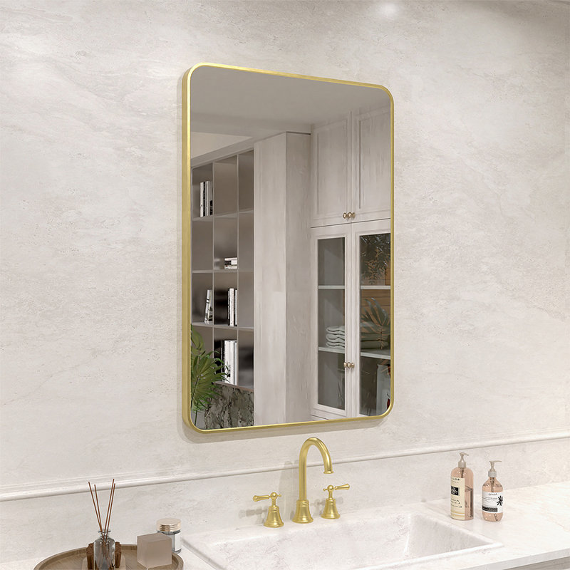 Vista 24 in. W x 36 in. H Rectangular Framed Wall Bathroom Vanity Mirror in Brushed Gold, 36" x 24", Brushed Gold