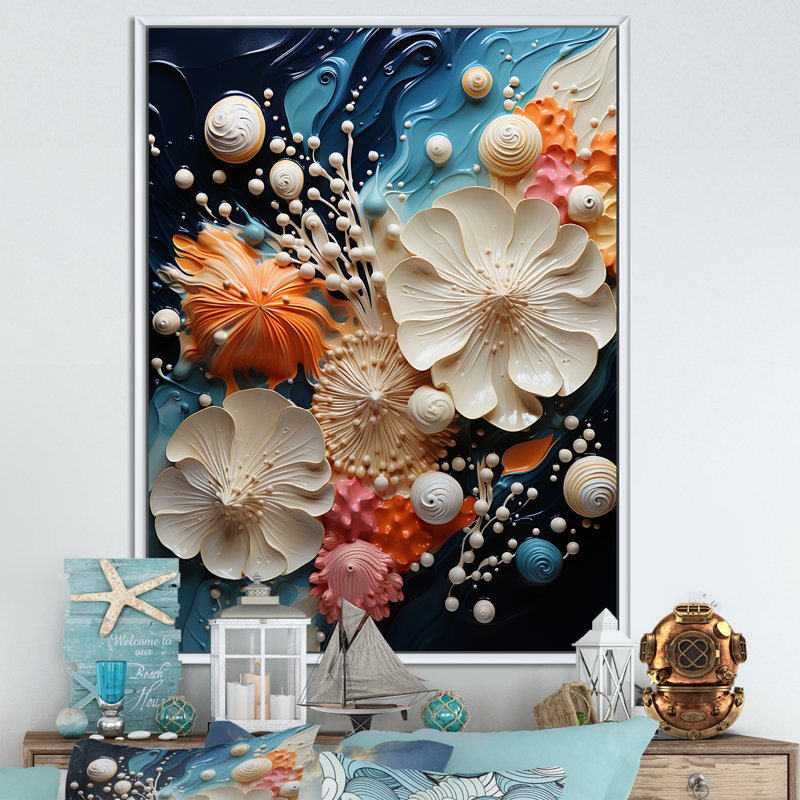 Seacreature Reflections I sur impression sur toile, Cadre flottant blanc, H 44 po x l 34 po x P 1,5 po