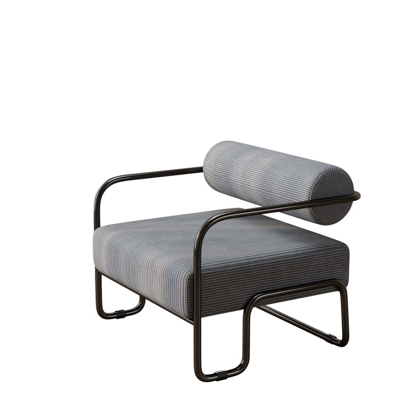 Fauteuil de salon en fer, gris, Velours côtelé gris