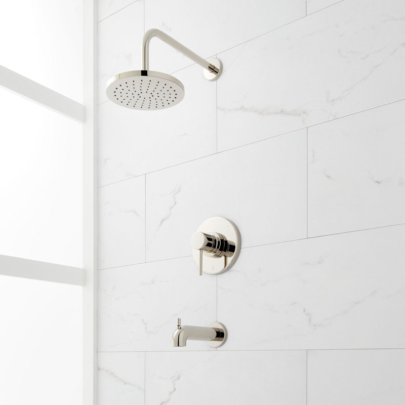 Ensemble de baignoire et douche à pression équilibrée Lexia, Nickel poli