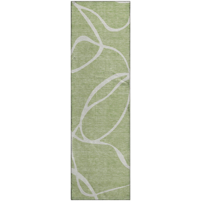 Premium Machine Washable Corum AMF999 Swirls Rug, Runner 2'3" x 7'6"