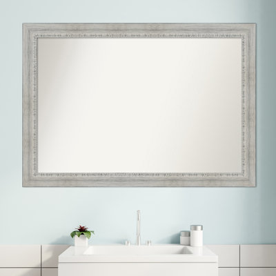 Rustic White Wash Wood 28.5 x 22.5 in. Bathroom Vanity Non-Beveled Wall Mirror