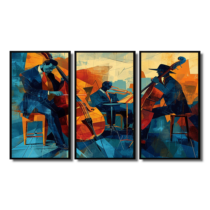 Miroir - ensemble d'art mural musicien, Cadre flottant noir, H 32 po x l 48 po x P 1 po