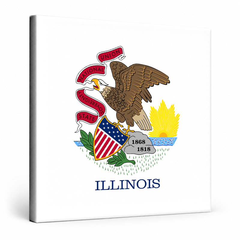 «Illinois State Flag», art mural sur toile carrée, 16" W x 16" H