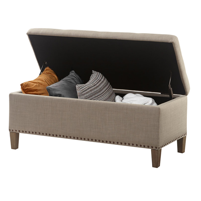 Banc de rangement à couvercle rabattable Elmdale, Gris clair