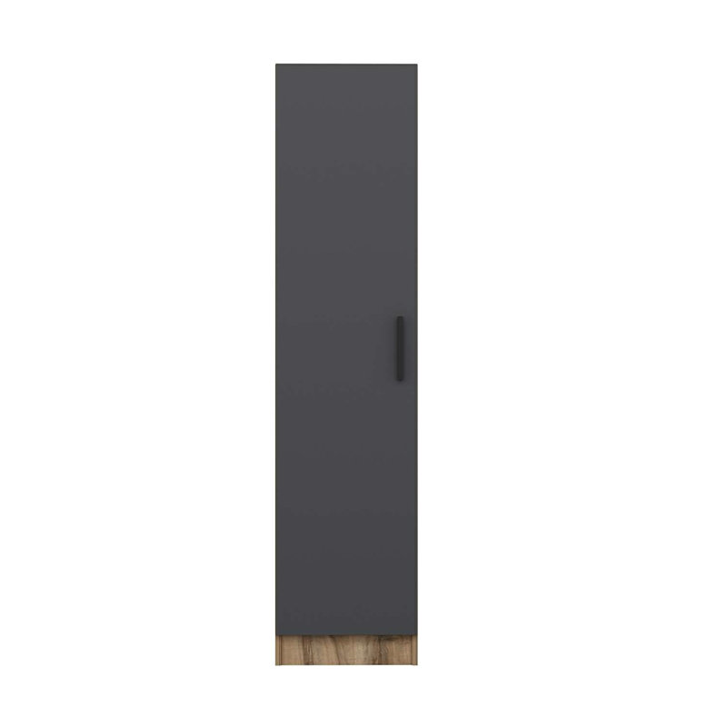 Elina Manufactured Wood Wardrobe, 190cm H x 45cm W x 52cm D, Brown/Black